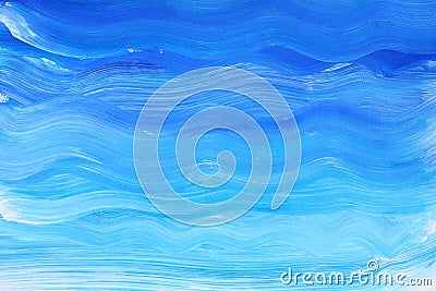 Abstract gouache background. Color blue waves. Streaks made by paint. Cartoon Illustration