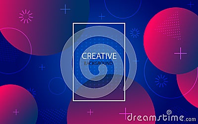Abstract gradient background with circles shape. Geometric round elements on colorful pattern. Dynamic creative wallpaper. 3d Vector Illustration
