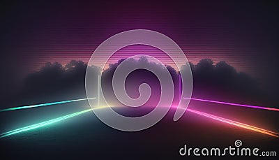 Abstract gradient background with neon lines and fog Stock Photo