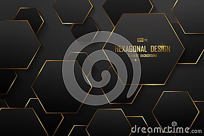 Abstract gradient black of luxury hexagon pattern design decoration background. illustration vector eps10 Vector Illustration