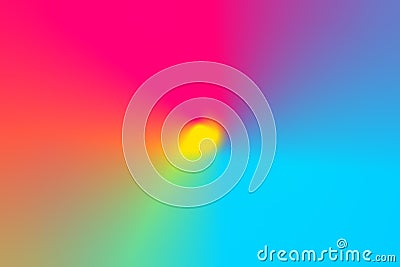 Abstract gradient blurred multicolored rainbow light spectrum radial background. Radial concentric pattern. Vivid neon Colors Stock Photo