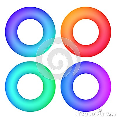 Abstract gradient circle modern frame color or web template. Vector set colorfull round ring shape isolated on white Vector Illustration