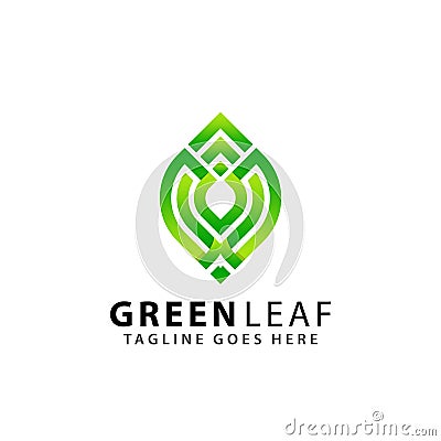 Abstract Gradient Green Leaf Monogram Logos Design Vector Illustration Template Vector Illustration