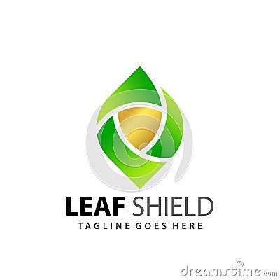 Abstract Gradient Leaf Shield Logo Design Premium Vector Illustration Vector Illustration