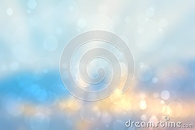 Abstract gradient of light blue yellow pastel background texture with glowing circular bokeh lights. Beautiful colorful spring or Stock Photo