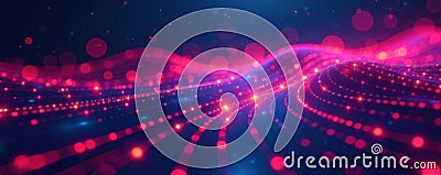 Abstract gradient lines connecting data points representing smart city functions, design, future, system Cartoon Illustration