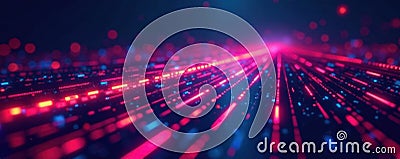 Abstract gradient lines connecting data points representing smart city functions, modern, digital, future Cartoon Illustration