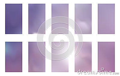 Abstract gradient mesh backgrounds. Vector purple, pink and blue smooth banners templates. Easy editable trendy soft colored Vector Illustration