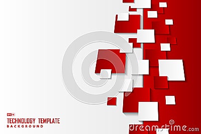 Abstract gradient red and white square patterns template technology background. illustration vector eps10 Vector Illustration