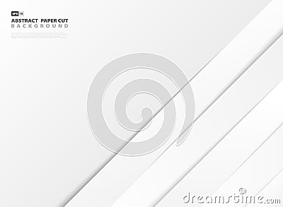 Abstract gradient white paper cut lines shape pattern design background. illustration vector eps10 Vector Illustration