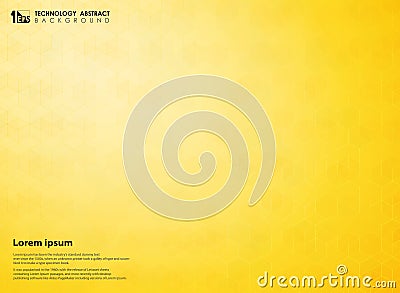 Abstract gradient yellow of science pentagon technology futuristic pattern background. Hexagon design for using in poster, ad, Vector Illustration