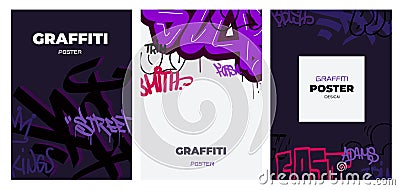 Abstract graffiti poster set Vector Illustration