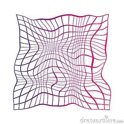 Abstract graph shape with pink and blue gradient lines. Dynamic and distorted wavy lines wire frame vector illustration Vector Illustration