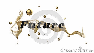 Abstract graphic composition with the word Future. behind the word are beautiful strings branching in different Cartoon Illustration