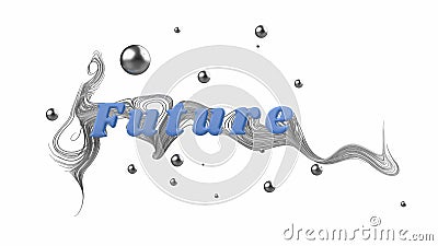 Abstract graphic composition with the word Future. behind the word are beautiful strings branching in different Cartoon Illustration