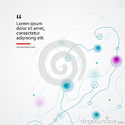 Abstract graphic design withc reative dotted communicate cyan. Vector color connection background. Smooth wavy lines Vector Illustration