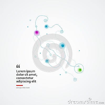 Abstract graphic design withc reative dotted communicate cyan. Vector color connection background. Smooth wavy lines Vector Illustration