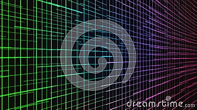 Abstract graphic with vibrant grid lines creating a sense of depth and movement Stock Photo