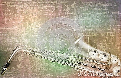 Abstract grunge vintage sound background saxophone Vector Illustration