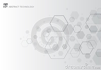 Abstract gray hexagon on white background. Geometric elements of design for modern communications, technology, digital, medicine, Vector Illustration