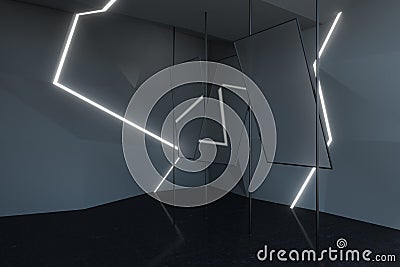 Abstract gray interior with mirrors Stock Photo