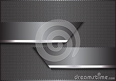 Abstract gray silver line banner on metal hexagon mesh design modern futuristic background vector Vector Illustration