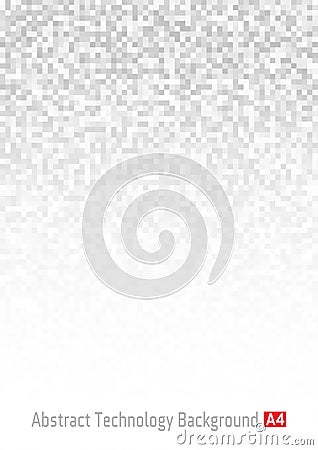 Abstract Gray Technology Pixel Background, a4 format. A4 template size. Vector Illustration