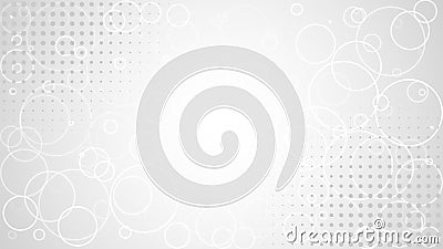 Abstract gray white background. White Circle pattern on gradient backdrop. Halftone pattern. Outline Circles. Blank geometric Vector Illustration
