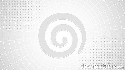 Abstract gray white background. White polar grid on gradient backdrop. Halftone pattern on thin lines. Blank geometric Vector Illustration