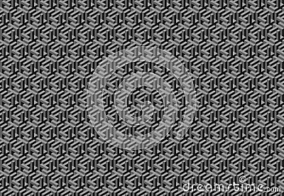 Abstract grayscale geometric pattern. Intricate 3D illusion creates a complex, visually engaging texture Vector Illustration