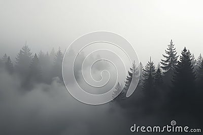 Abstract grayscale image of dense fog obscuring trees , abstract, landscape Stock Photo