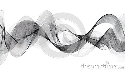Abstract grayscale wave flowing on white background, website header Stock Photo