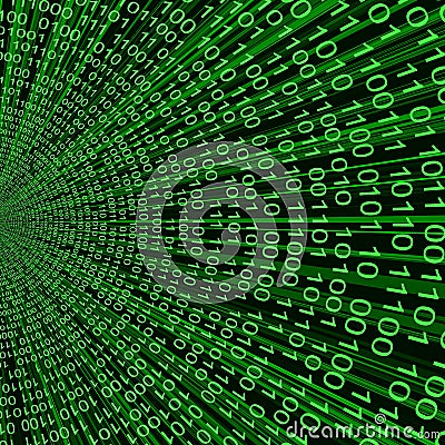 Abstract green binary code 3D vector line background of information technologies Vector Illustration
