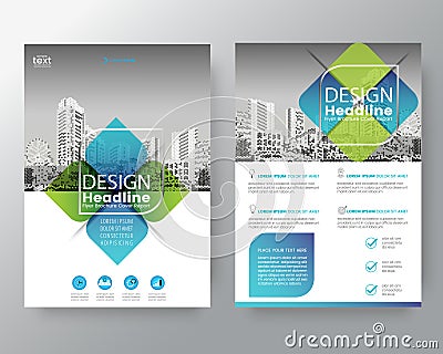 Abstract green and blue cross graphic element Vector brochure co Vector Illustration