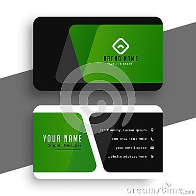 Abstract green business card design professional template Vector Illustration