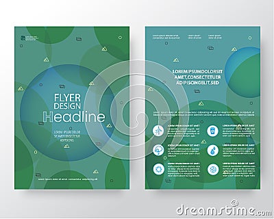 Abstract green Circle shape, Brochure Flyer design template in A4 size Vector Illustration