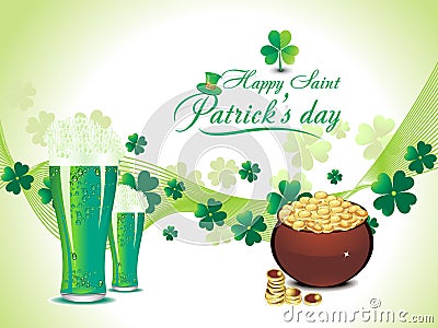 Abstract green clover background with beer Cartoon Illustration