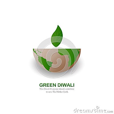 Abstract Green Diwali festival diya Vector Illustration