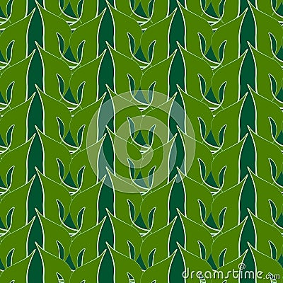 Abstract green elements seamless fabric pattern. Vector Illustration
