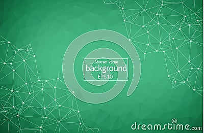 Abstract Green Geometric Polygonal background molecule and communication. Connected lines with dots. Concept of the science, chemi Vector Illustration