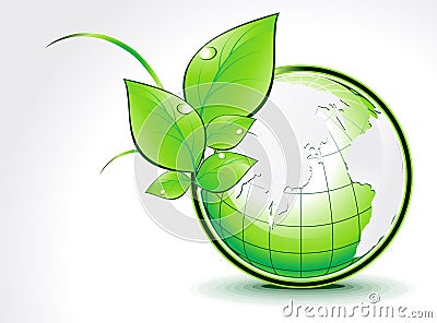 Abstract green globe with leaf Vector Illustration