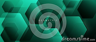Abstract green hexagon shapes pattern background. Futuristic digital high-technology pattern. Vector illustration Vector Illustration