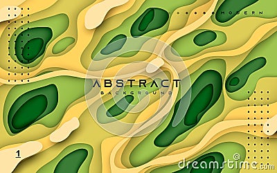 Abstract green hole papercut background trendy composition Vector Illustration