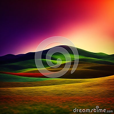 Abstract green landscape background design with hills and mountains Stock Photo