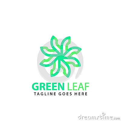 Abstract Green Leaf Spinning Creative Logos Design Vector Illustration Template Vector Illustration