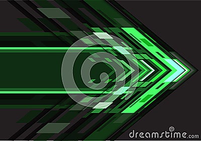 Abstract green light arrow geometric direction on dark design modern futuristic technology background vector Vector Illustration