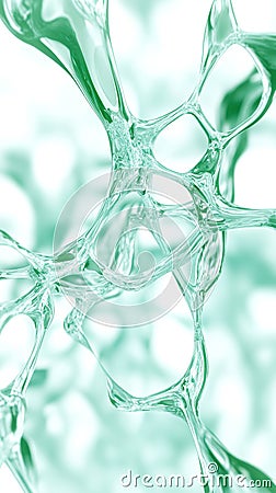 Abstract green liquid forms with organic shapes in transparent fluid dynamic design, AI Generative Stock Photo