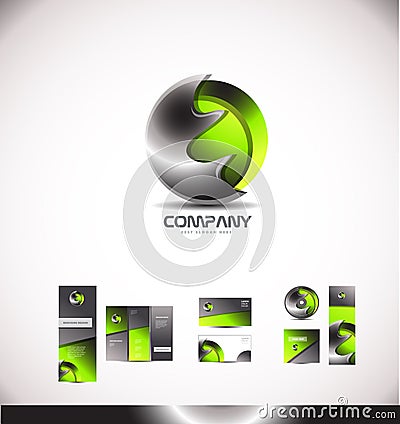 Abstract green metal sphere 3d logo Vector Illustration