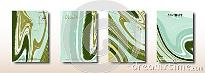 Abstract green mixture of acrylic paints surface collection Vector Illustration