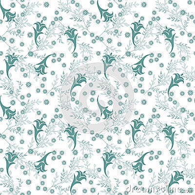 Abstract green ornament seamless pattern on white Stock Photo
